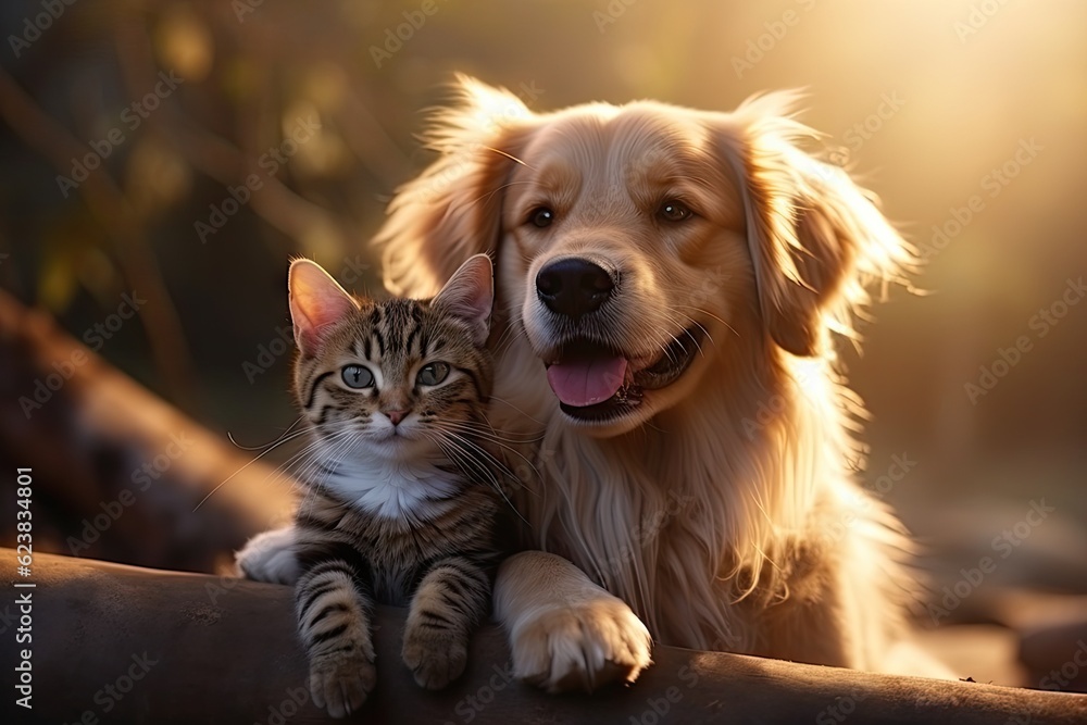 A friendly pet with a canine or feline look, perched and looking at the camera. Perfect for animal themes and showcasing their lovable nature. Generative AI A friendly pet with a canine or feline look, perched and looking at the camera. Perfect for animal themes and showcasing their lovable nature. Generative AI