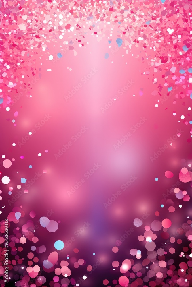 A Pink And Blue Background With Lots Of Confetti. Pink And Blue Background, Colour Combination, Party Atmosphere, Confetti, Decorations, Celebration, Greeting Сard. Generative AI