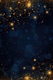 A Dark Blue Background With Gold Stars. Night Sky, Stars, Constellations, Dark Blue, Gold, Sparkle, Greeting Сard. Generative AI