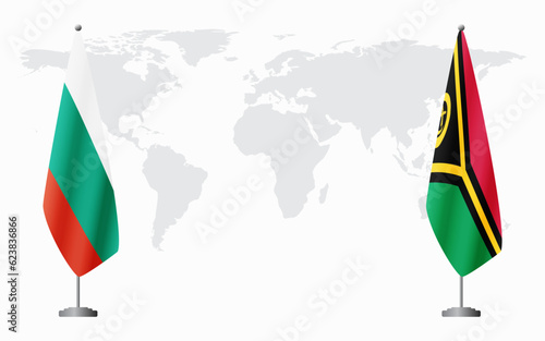 Bulgaria and Vanuatu flags for official meeting