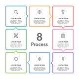 8 Process to success. Infographic square cycle 8 steps. Business presentation. Vector illustration.