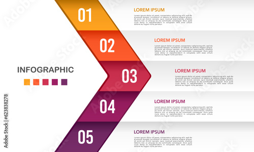 Infographic arrows 5 steps to success. Business presentation template. Vector illustration.