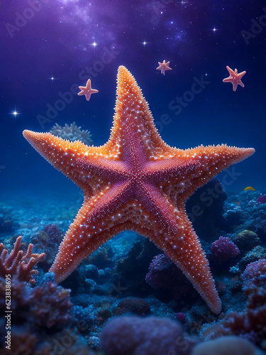 starfish on a reef , magical and mysterious starfish in deep sea , generative ai  © Ruvini