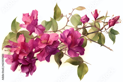bougainvillea branch isolated on white photo