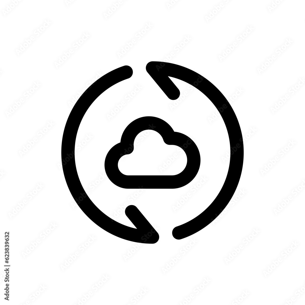 Cloud sync icon with two arrows rotation, data storage refresh with rotate arrows . file hosting cloud icons Cloud sync icon with two arrows rotation, data storage refresh with rotate arrows . file hosting cloud icons