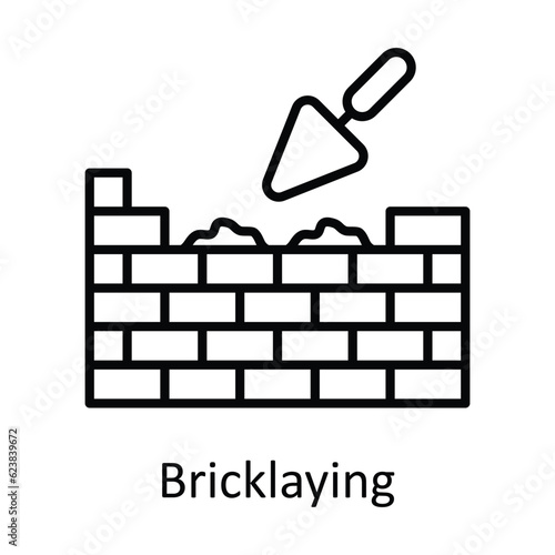 Bricklaying Outline Icon Design illustration. Home Repair And Maintenance Symbol on White background EPS 10 File