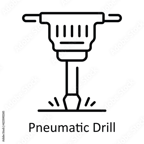Pneumatic Drill Outline Icon Design illustration. Home Repair And Maintenance Symbol on White background EPS 10 File