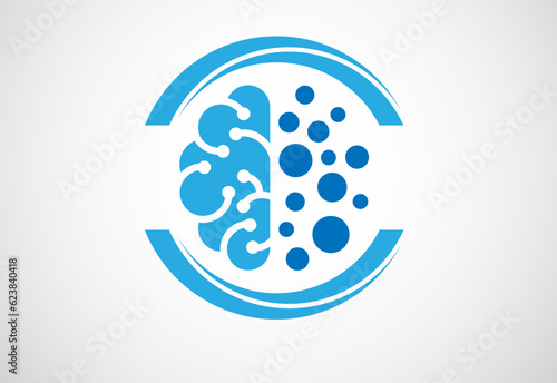 head and brain minimalist style Brain icon, Brain Logo vector