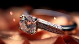 close up photograph of a diamond wedding ring Generative AI