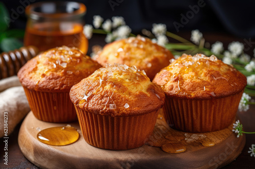 Honey muffins close up
