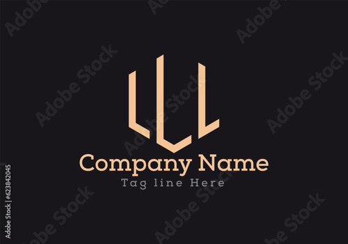 LLL letter logo design with polygon shape. LLL polygon logo monogram in gold colour. photo