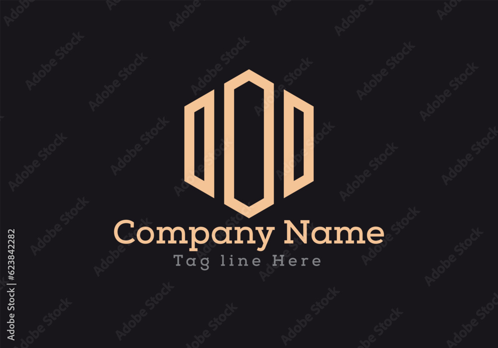 OOO letter logo design with polygon shape. OOO polygon and cube shape logo design in gold colour.
