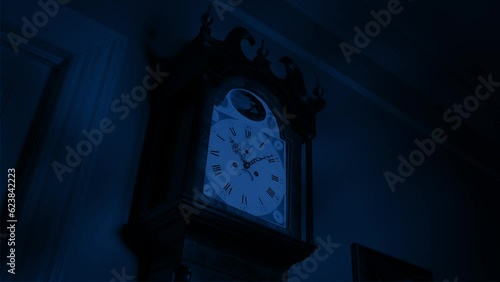 Haunted House Old Grandfather Clock With Creepy Shadows
