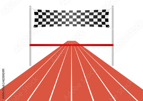 running track4Finish line Ribbon in Running or Athlete Track. Vector Illustration Isolated on White Background.