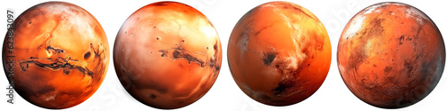 Mars planet and Mars-like exoplanets isolated on transparent background
