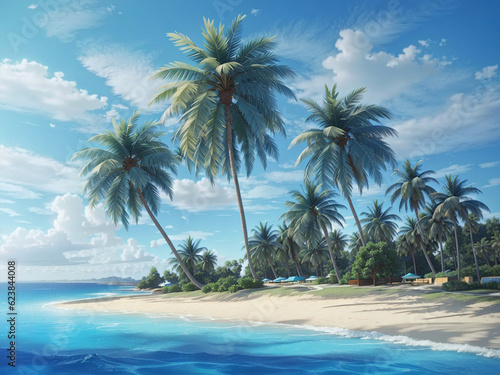 beach with palm trees © Imanthana