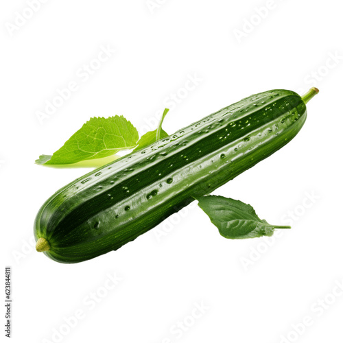 cucumber with leaves. No background
