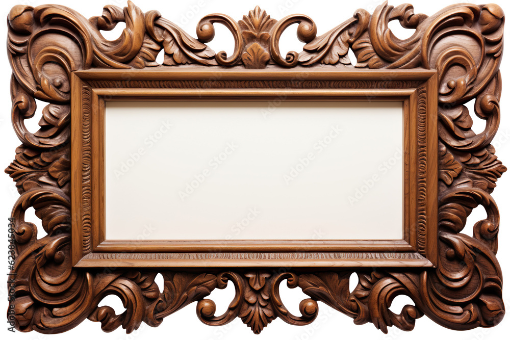 Antique carved wooden frames on white isolated background Antique carved wooden frames on white isolated background