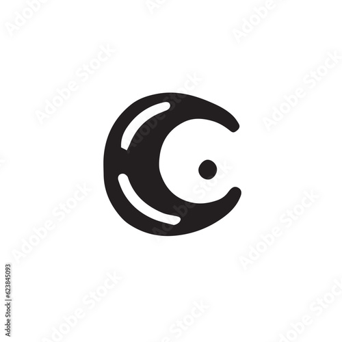 Mystical doodle capturing the enchanting beauty of the moon. Black and white illustration of the moon with a little circle inside of it. A celestial muse inspiring dreams and igniting imagination.