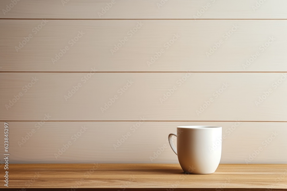 minimalism white tea cup on the wooden table. mock-up mug. minimalism white tea cup on the wooden table. mock-up mug.