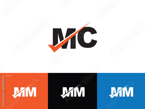 Monogram Mc cm Letter Logo, Creative Mc Checkmark Logo Symbol