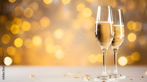 Deux coupes de champagne festive sur un fond pailleté 