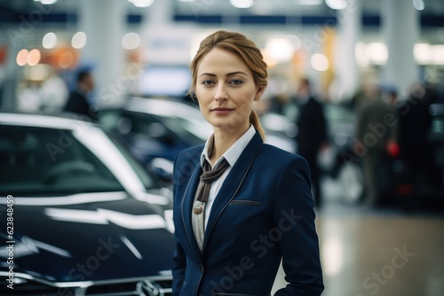 Wallpaper Mural The female salesperson at a car showroom. Generative Ai. Torontodigital.ca