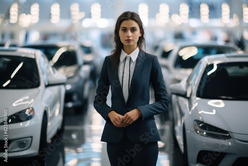 Wallpaper Mural The female salesperson at a car showroom. Generative Ai. Torontodigital.ca