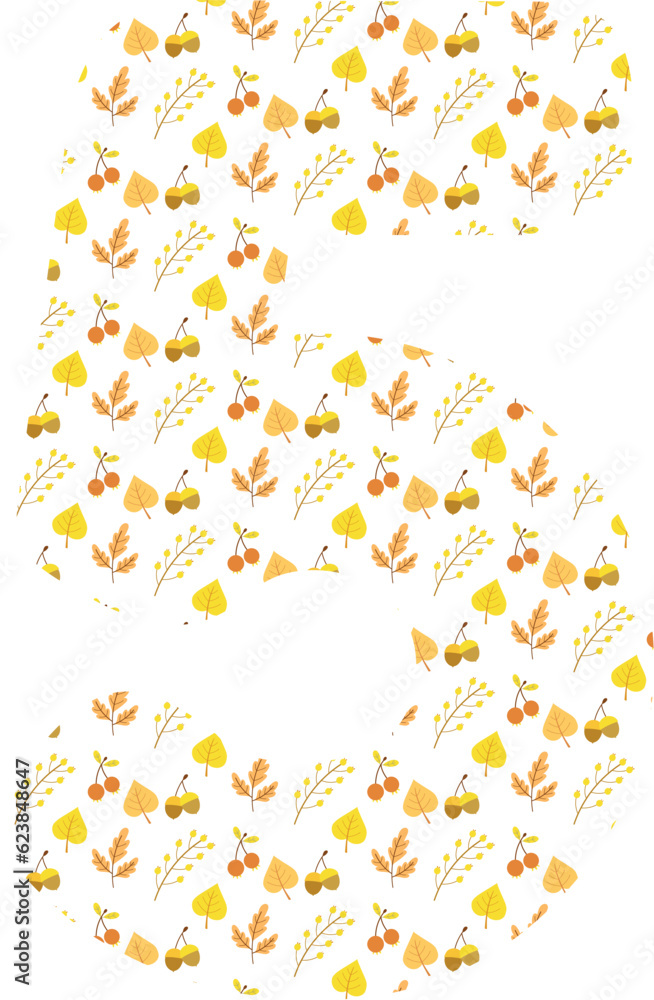 Number 5 autumn background for decoration. Number 5 autumn background for decoration.