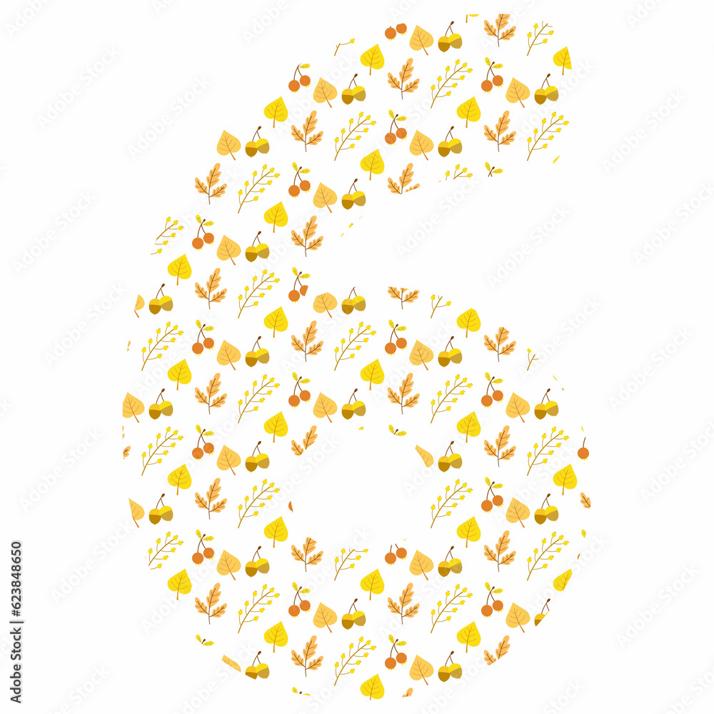 Number 6 autumn background for decoration. Number 6 autumn background for decoration.