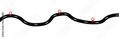 Road infographic with pin pointer vector illustration