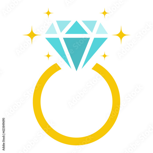 Diamond engagement ring icon, diamond wedding ring