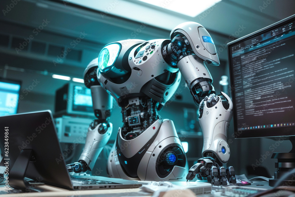 Fototapeta premium Futuristic Robot Scenarios - Artificial Intelligence Concepts