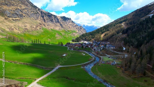 mountain village Pfelders - South Tyrol - Italy - Flight with the drone over the beautiful valley photo