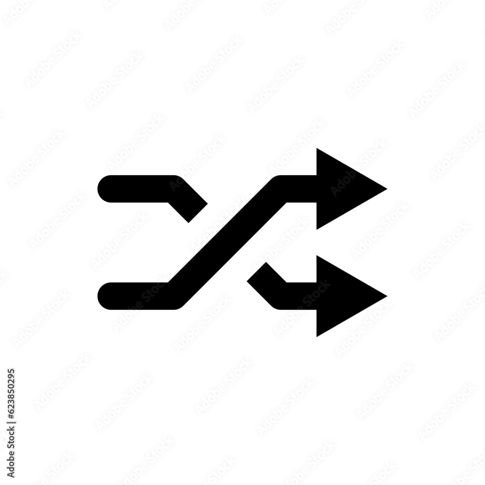 shuffle icon, random symbol with two arrow - andomize playlist line, Shuffling icon	
