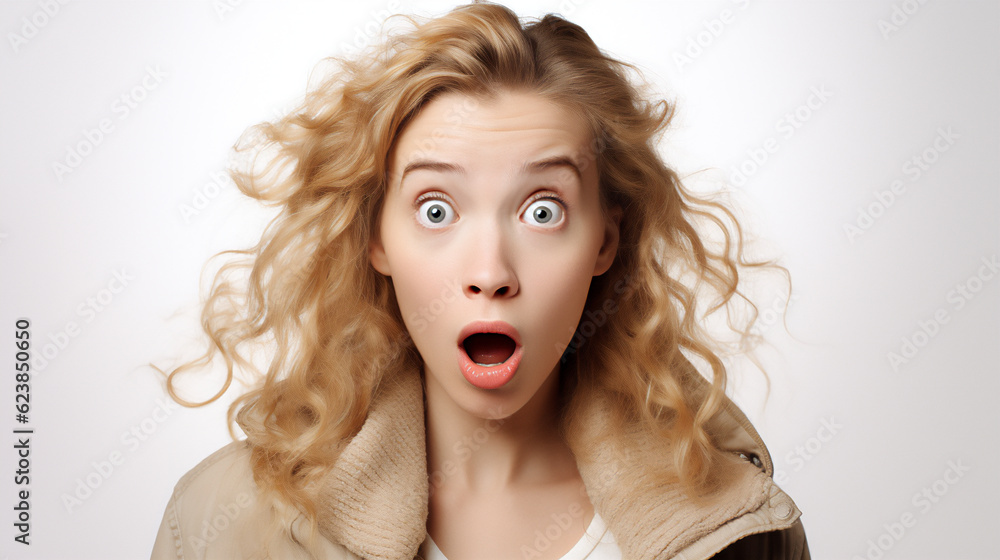 Young Lady in Shock. I can't believe it Expression. Ai generative. Young Lady in Shock. I can't believe it Expression. Ai generative.