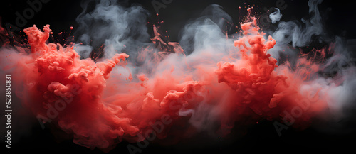 red smoke is flying against a black background Generated by AI