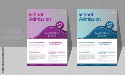 Kids school education admission flyer or poster design template.