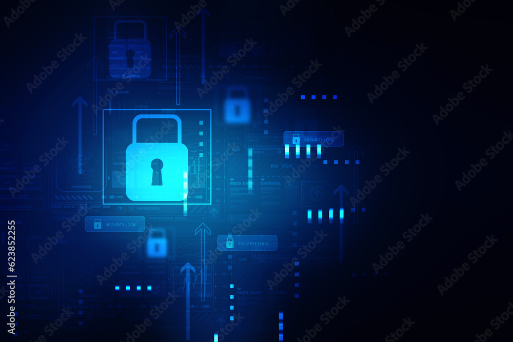 2d illustration Safety concept: Closed Padlock on digital background 2d illustration Safety concept: Closed Padlock on digital background
