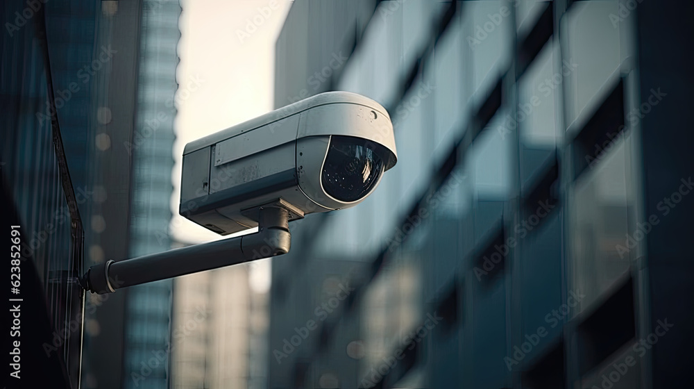 video surveillance camera (cctv) on the background of the city, 8k, generative ai video surveillance camera (cctv) on the background of the city, 8k, generative ai