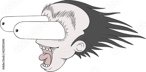 Crazy man looking