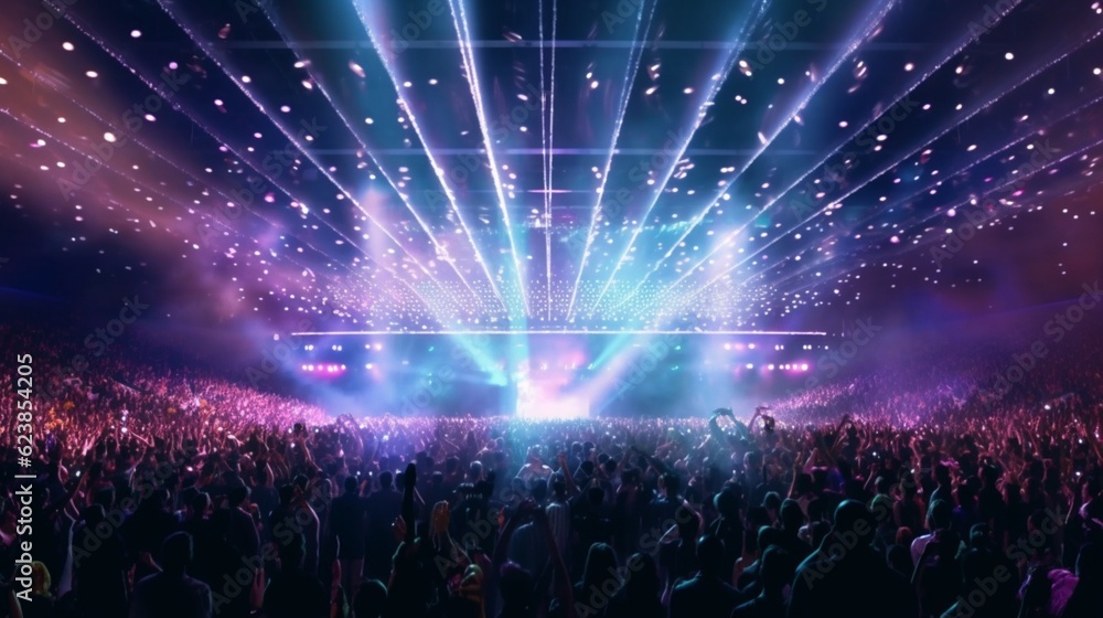 Large audience, crowd, or participants at a live event, concert, or party, Generative AI.