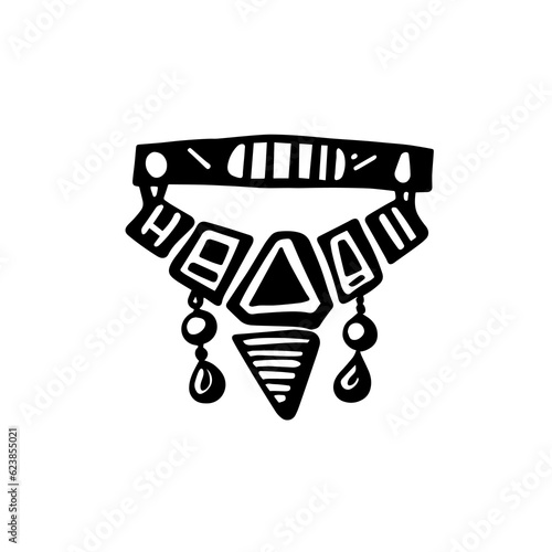 Embrace the rich heritage of the Aztecs with this black and white doodle of an intricate Aztec necklace. A symbol of cultural significance and ancient beauty.