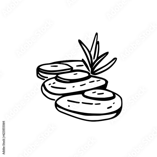 Traverse the whimsical path of imagination with this black and white doodle of garden stepping stones, inviting you to wander and explore. Vector illustration.