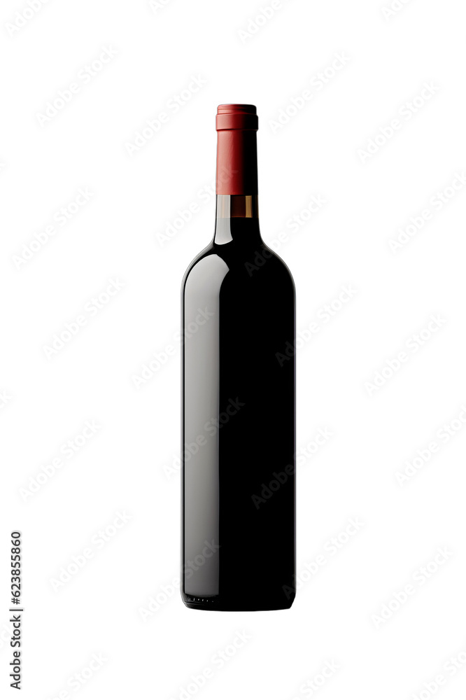 An empty blank bottle of red wine isolated on a transparent background An empty blank bottle of red wine isolated on a transparent background