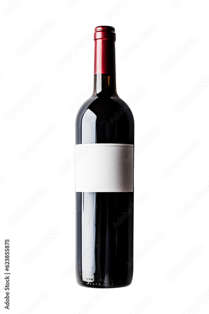 An empty blank bottle of red wine isolated on a transparent background An empty blank bottle of red wine isolated on a transparent background