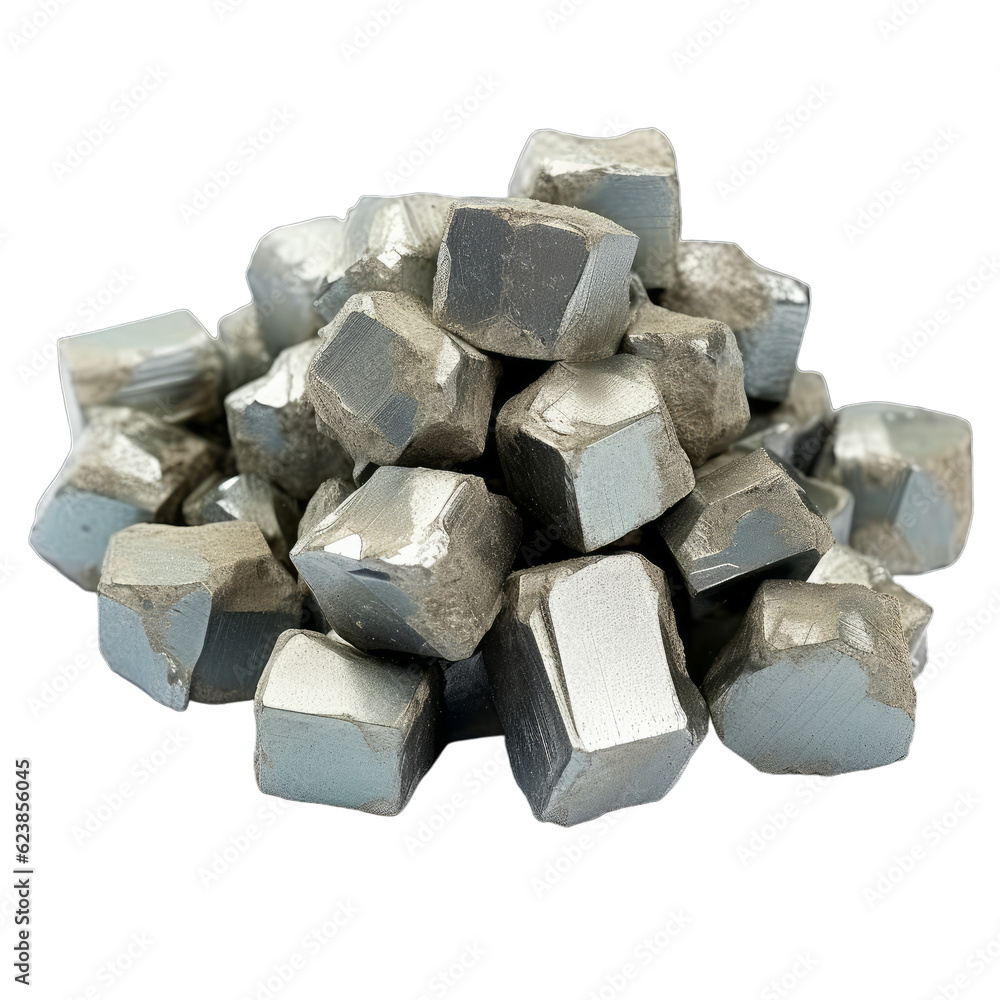 A pile of raw lithium metal to make batteries isolated on a transparent background A pile of raw lithium metal to make batteries isolated on a transparent background