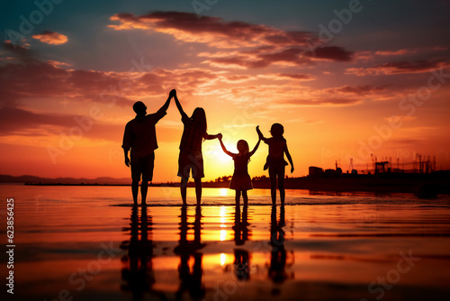 Wallpaper Mural silhouettes of people on the beach at sunset generative AI Torontodigital.ca