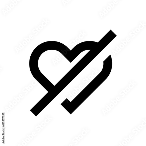 nan heart icon symbol. no heart dislike icon sign , no love icons symbol