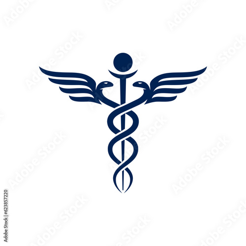 Caduceus of Hermes healthcare flat icon for medical template